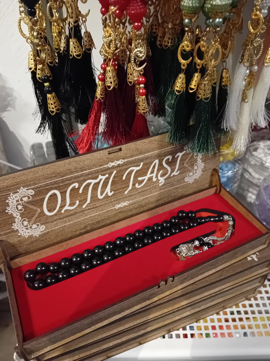 Küre Kesim Ahşap Kutulu Oltu Tesbih hediyelik