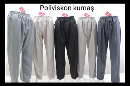 Erkek Rahat Kesim Beli Lastikli Keten Hac ve Umre Şalvar Pantolon