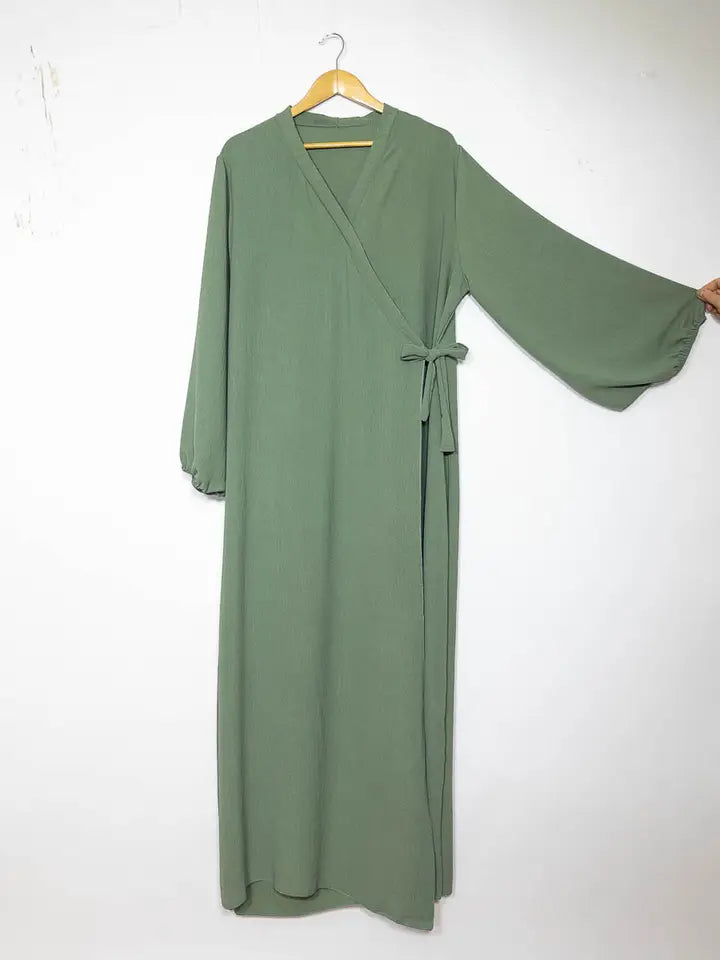Abaya-jurk met strik en ballonmouwen