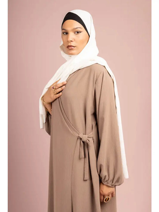 Abaya-jurk met strik en ballonmouwen