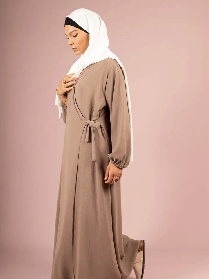 Abaya-jurk met strik en ballonmouwen