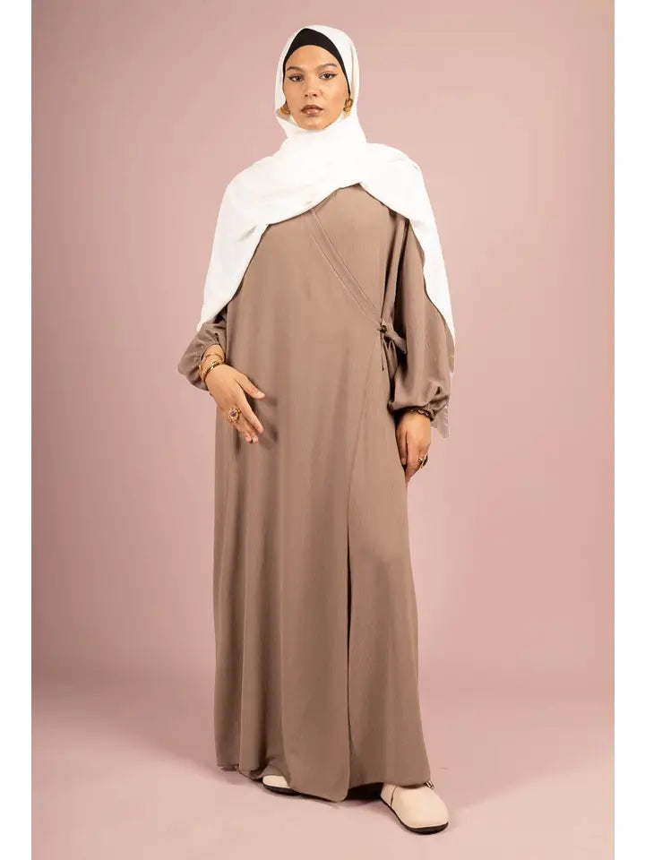 Abaya-jurk met strik en ballonmouwen