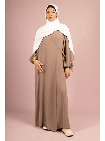 Abaya-jurk met strik en ballonmouwen